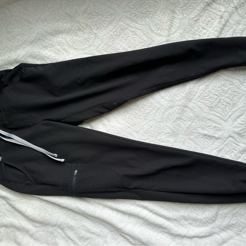 Figs Black Joggers with Gray Drawstring